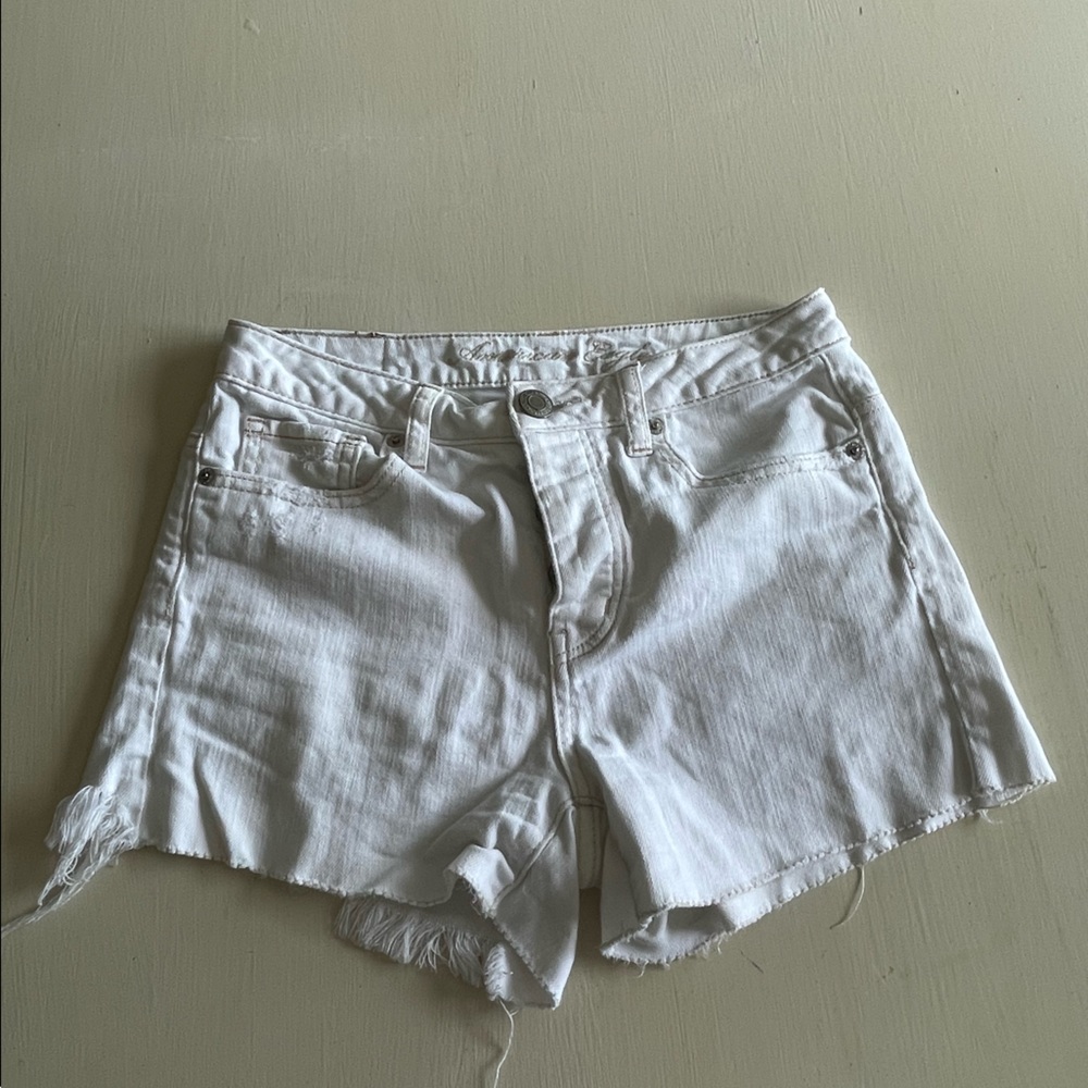 American Eagle White Stretch Jean Shorts
